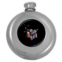 Planets  Round Hip Flask (5 Oz) by Valentinaart