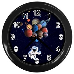 Planets  Wall Clocks (black) by Valentinaart