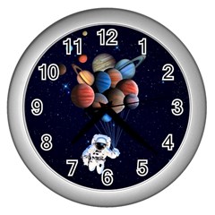 Planets  Wall Clocks (silver)  by Valentinaart