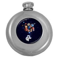 Planets  Round Hip Flask (5 Oz) by Valentinaart