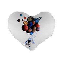 Planets  Standard 16  Premium Flano Heart Shape Cushions by Valentinaart