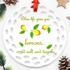 When Life Gives You Lemons Round Filigree Ornament (two Sides) by Valentinaart