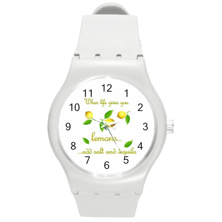 When life gives you lemons Round Plastic Sport Watch (M)