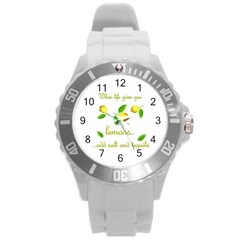 When Life Gives You Lemons Round Plastic Sport Watch (l) by Valentinaart