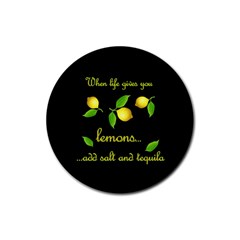 When Life Gives You Lemons Rubber Round Coaster (4 Pack)  by Valentinaart