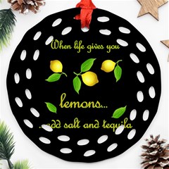 When Life Gives You Lemons Ornament (round Filigree) by Valentinaart