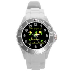 When Life Gives You Lemons Round Plastic Sport Watch (l) by Valentinaart