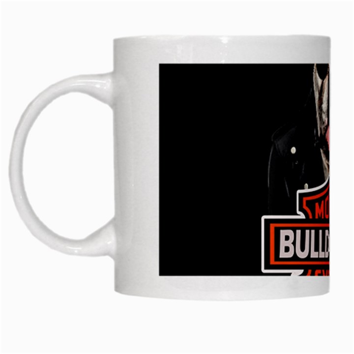 Bulldog biker White Mugs