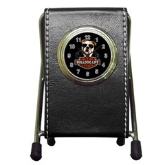 Bulldog Biker Pen Holder Desk Clocks by Valentinaart