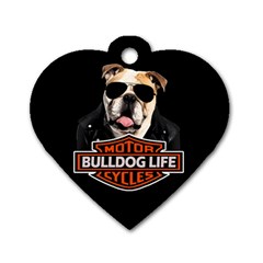 Bulldog Biker Dog Tag Heart (one Side) by Valentinaart