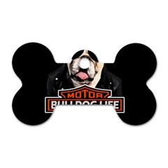 Bulldog biker Dog Tag Bone (One Side)