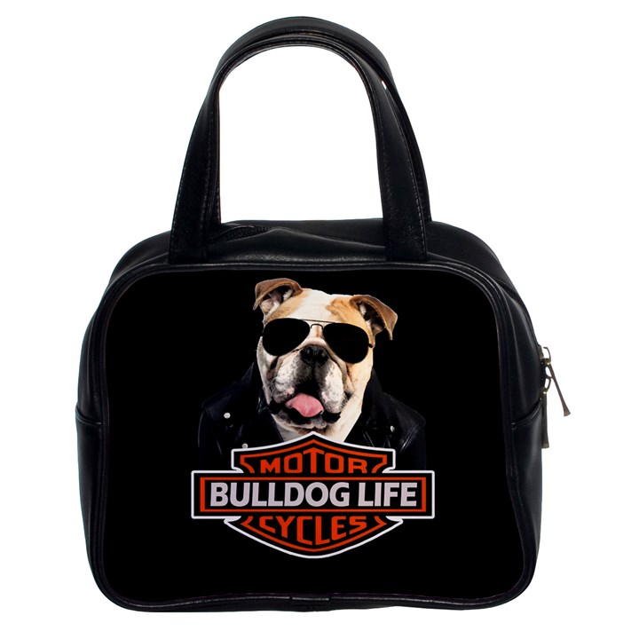 Bulldog biker Classic Handbags (2 Sides)