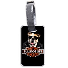 Bulldog Biker Luggage Tags (one Side)  by Valentinaart