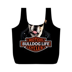 Bulldog Biker Full Print Recycle Bags (m)  by Valentinaart