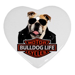 Bulldog biker Heart Ornament (Two Sides)