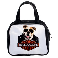 Bulldog biker Classic Handbags (2 Sides)