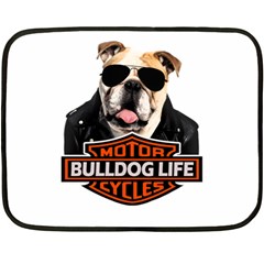 Bulldog biker Fleece Blanket (Mini)