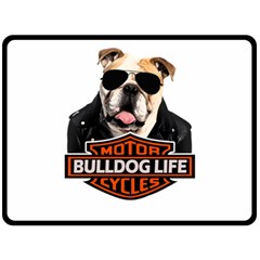 Bulldog biker Fleece Blanket (Large) 