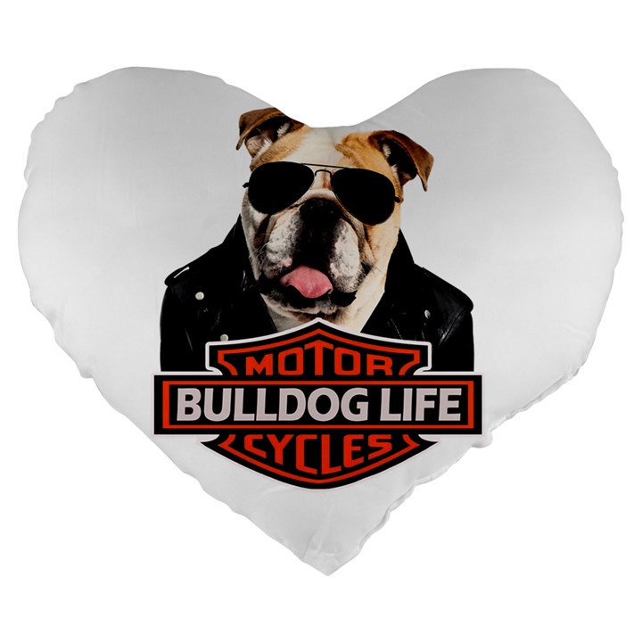 Bulldog biker Large 19  Premium Heart Shape Cushions