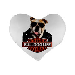 Bulldog biker Standard 16  Premium Flano Heart Shape Cushions