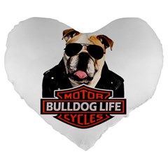 Bulldog biker Large 19  Premium Flano Heart Shape Cushions