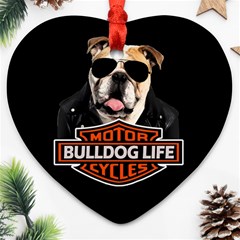 Bulldog Biker Ornament (heart) by Valentinaart