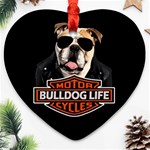 Bulldog biker Ornament (Heart) Front