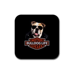 Bulldog Biker Rubber Square Coaster (4 Pack)  by Valentinaart