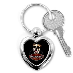 Bulldog Biker Key Chains (heart)  by Valentinaart