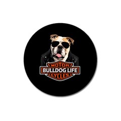 Bulldog Biker Magnet 3  (round) by Valentinaart