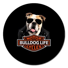 Bulldog Biker Magnet 5  (round) by Valentinaart