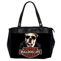 Bulldog Biker Office Handbags (2 Sides)  by Valentinaart