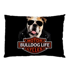 Bulldog Biker Pillow Case (two Sides) by Valentinaart