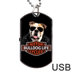 Bulldog Biker Dog Tag Usb Flash (one Side) by Valentinaart