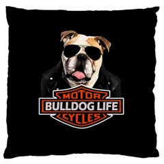 Bulldog Biker Large Flano Cushion Case (two Sides) by Valentinaart