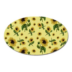 Sunflowers Pattern Oval Magnet by Valentinaart