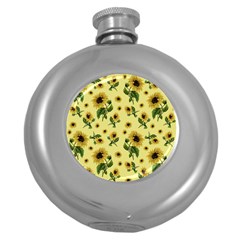 Sunflowers Pattern Round Hip Flask (5 Oz) by Valentinaart