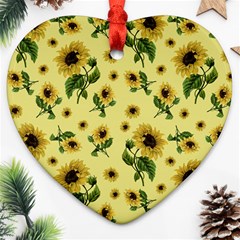 Sunflowers Pattern Heart Ornament (two Sides) by Valentinaart