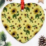 Sunflowers pattern Heart Ornament (Two Sides) Back