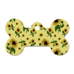 Sunflowers Pattern Dog Tag Bone (one Side) by Valentinaart