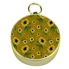 Sunflowers Pattern Gold Compasses by Valentinaart