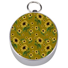 Sunflowers Pattern Silver Compasses by Valentinaart