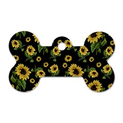 Sunflowers Pattern Dog Tag Bone (two Sides) by Valentinaart