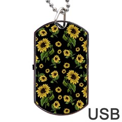 Sunflowers Pattern Dog Tag Usb Flash (one Side) by Valentinaart