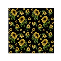 Sunflowers Pattern Small Satin Scarf (square) by Valentinaart