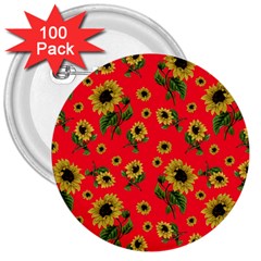 Sunflowers Pattern 3  Buttons (100 Pack)  by Valentinaart