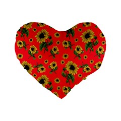 Sunflowers Pattern Standard 16  Premium Flano Heart Shape Cushions