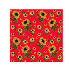 Sunflowers Pattern Small Satin Scarf (square) by Valentinaart