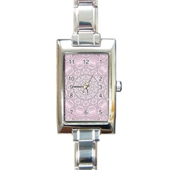 Pink Mandala art  Rectangle Italian Charm Watch