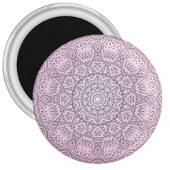 Pink Mandala Art  3  Magnets by paulaoliveiradesign